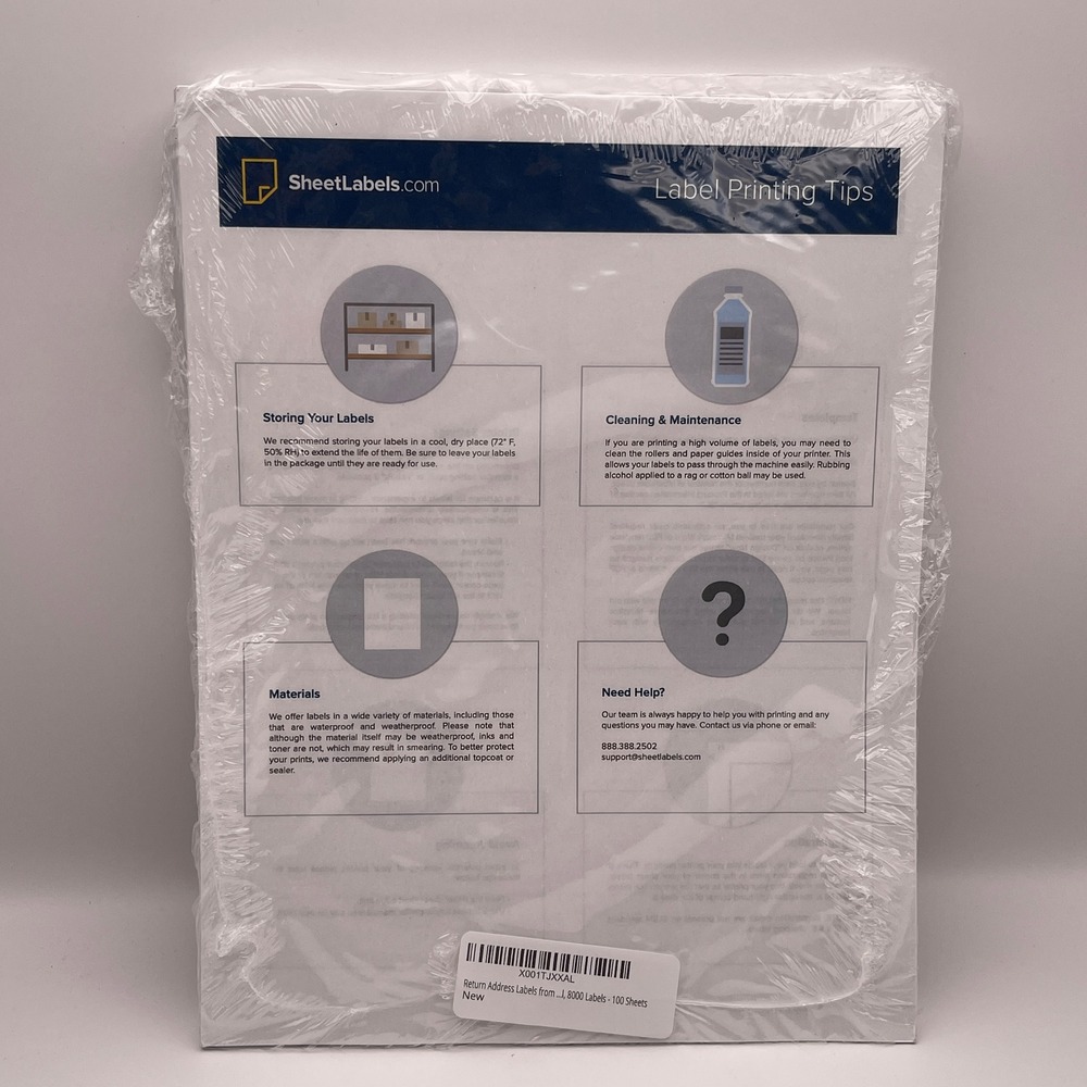 SheetLabels Com Return Address‎ Labels 8000 Labels 100 Sheets NIP